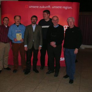 Auf dem Bild vlnr Andreas Schaake, Dieter Schaake Jürgen Wilden, Sascha Wittekind, Dipl. Ing. Ernst Träbing, Wilfried Dietzel