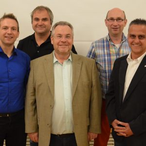 vlnr Andreas Schaake, Dirk Langhammer, Karl-Heinrich Neuschäfer, Martin Cramer und Jens Hankel